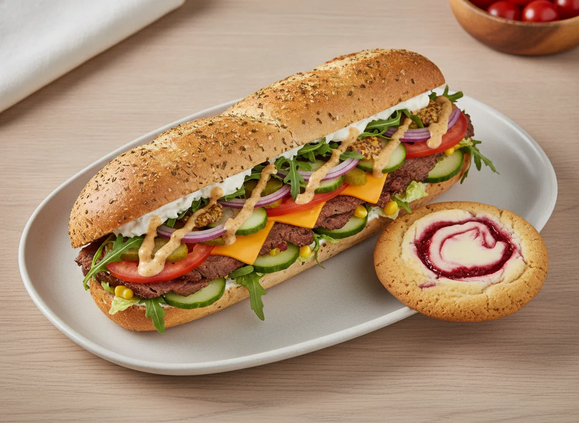Subway Footlong The Philly Boss & Raspberry Cheesecake Cookie photo