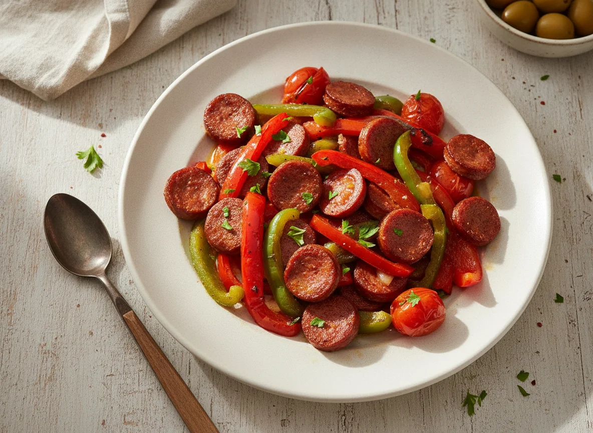 Sucuk mit Paprika und Tomaten photo