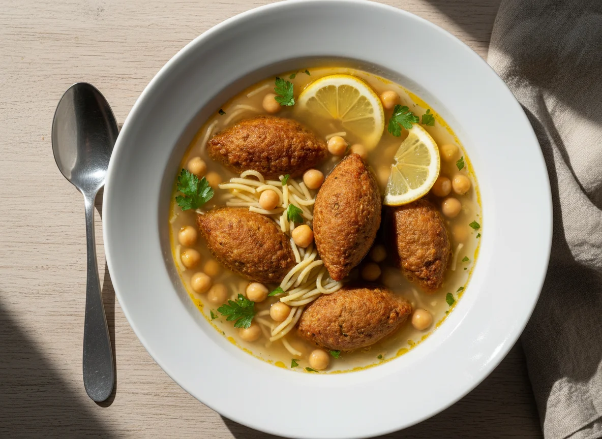 Suppe mit Kibbeh und Kichererbsen photo