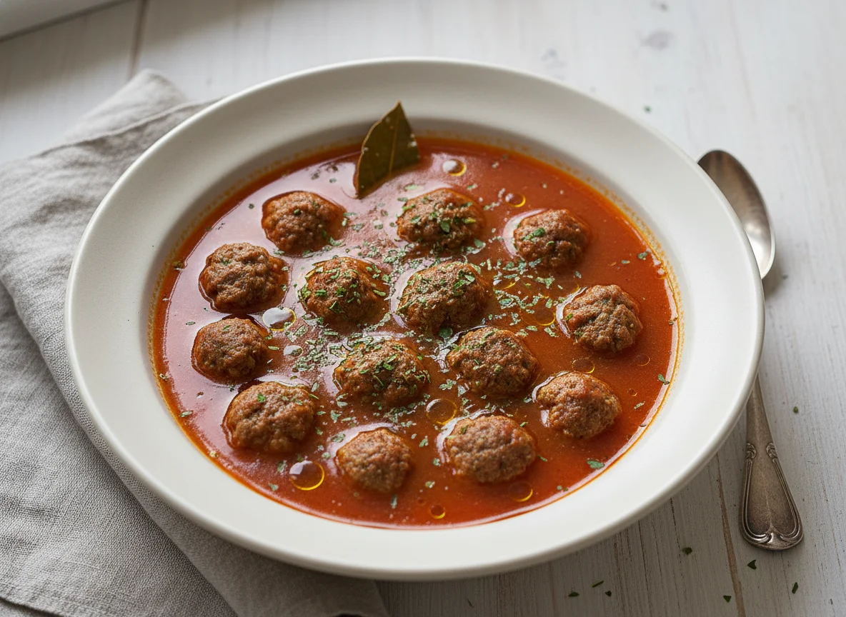 Suppe mit kleinen Fleischbällchen photo