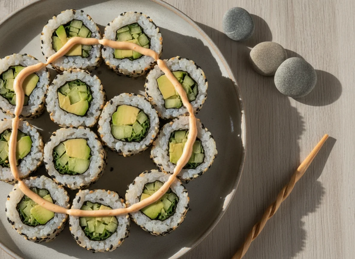 Sushi Inside-Out Rolls mit Avocado und Gurke photo