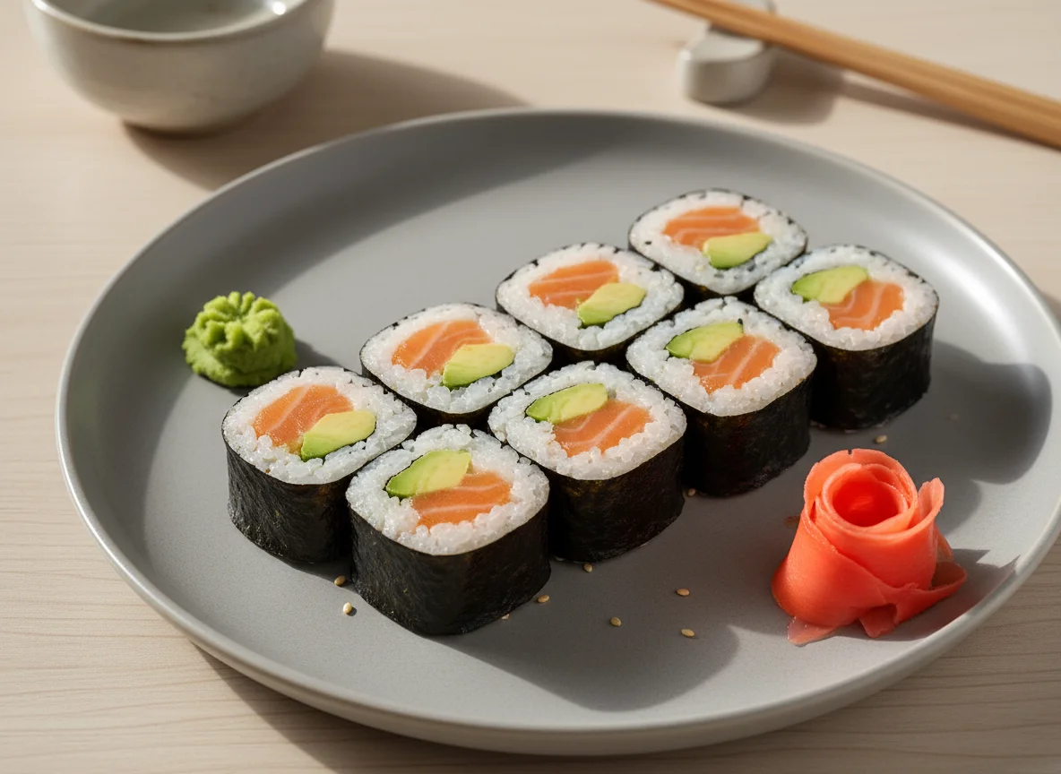 Sushi Maki mit Lachs und Avocado photo