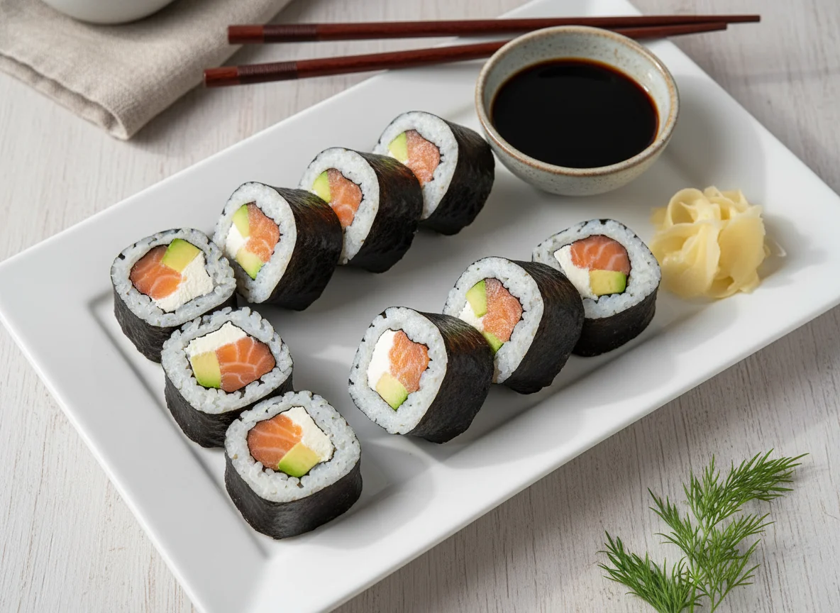 Sushi mit Lachs und Frischkäse photo