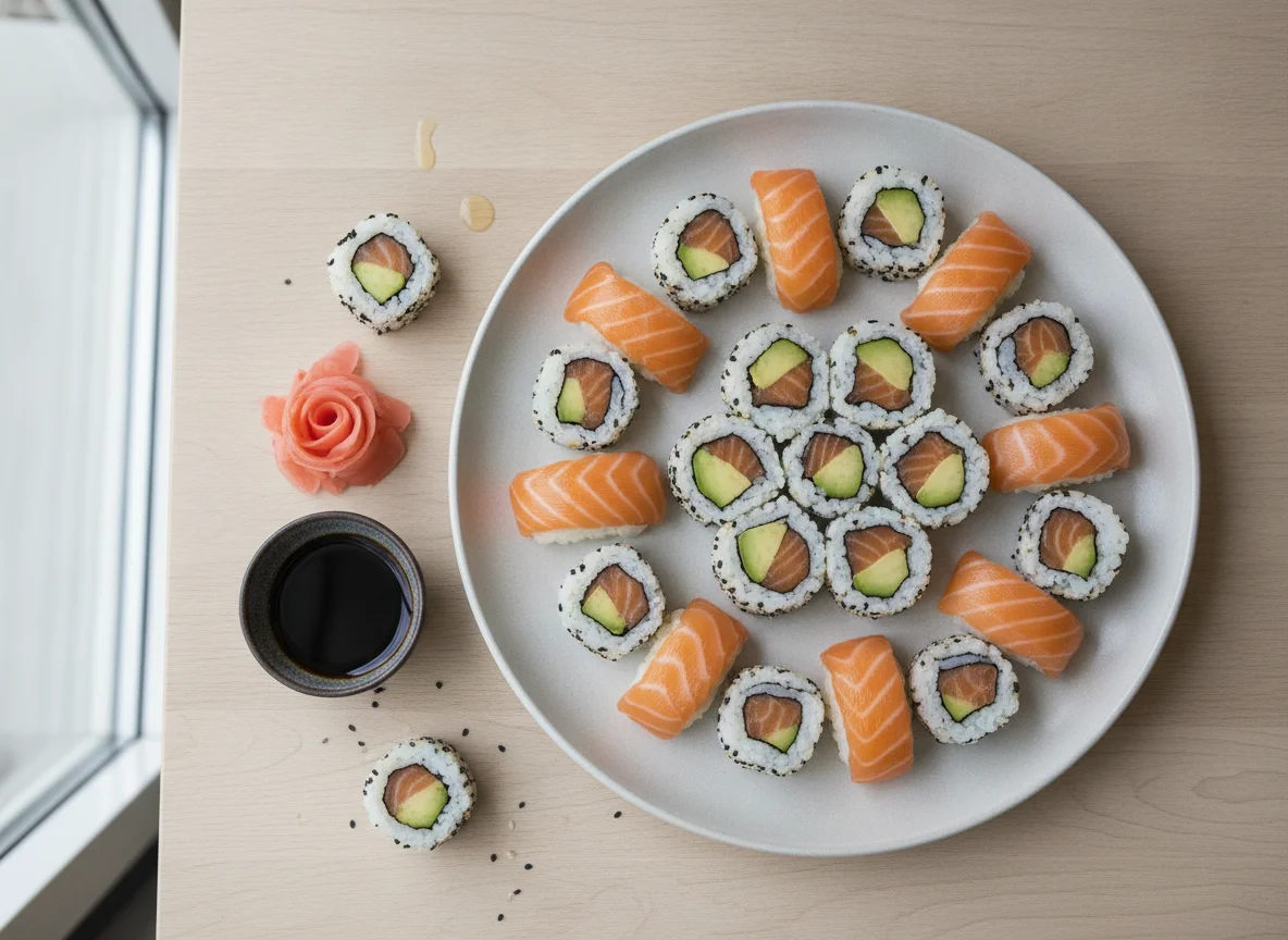Sushi Mix mit Lachs und Avocado photo