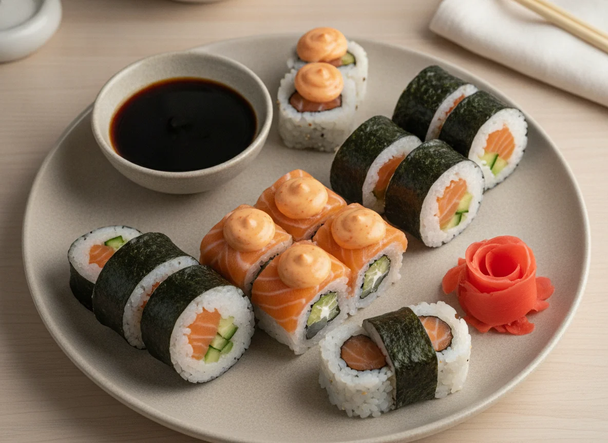 Sushi Mix mit Saucen photo