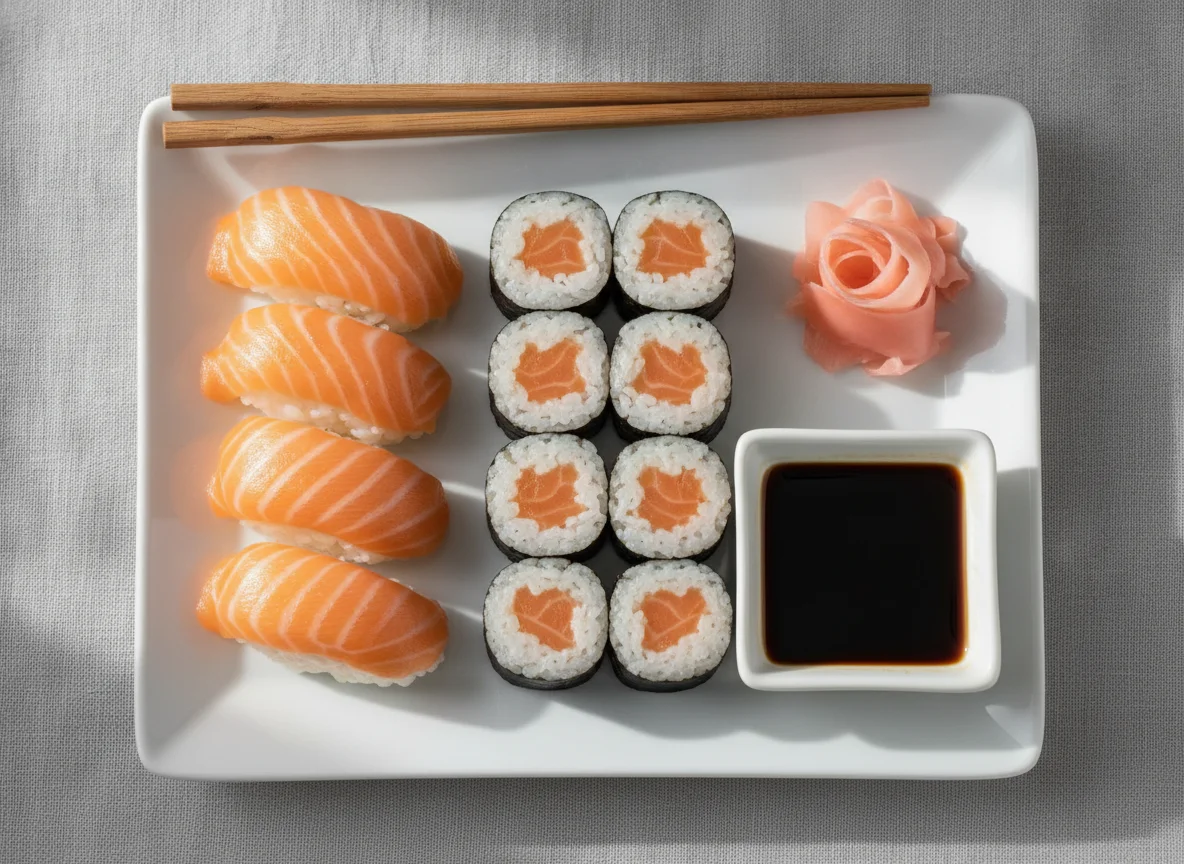Sushi Set (Lachs Nigiri und Lachs Maki) photo