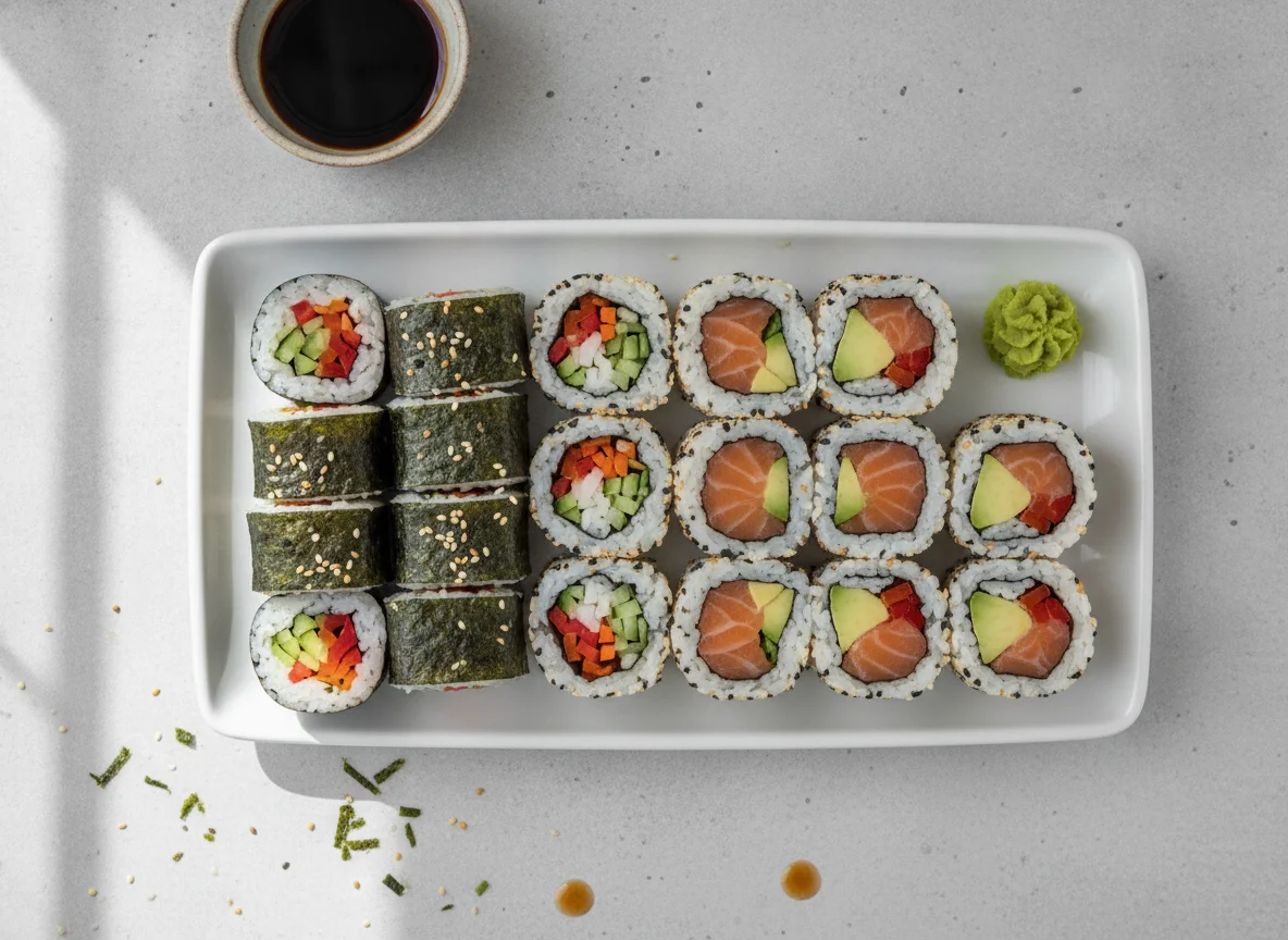 Sushi Set mit Maki und Inside-Out Rolls photo