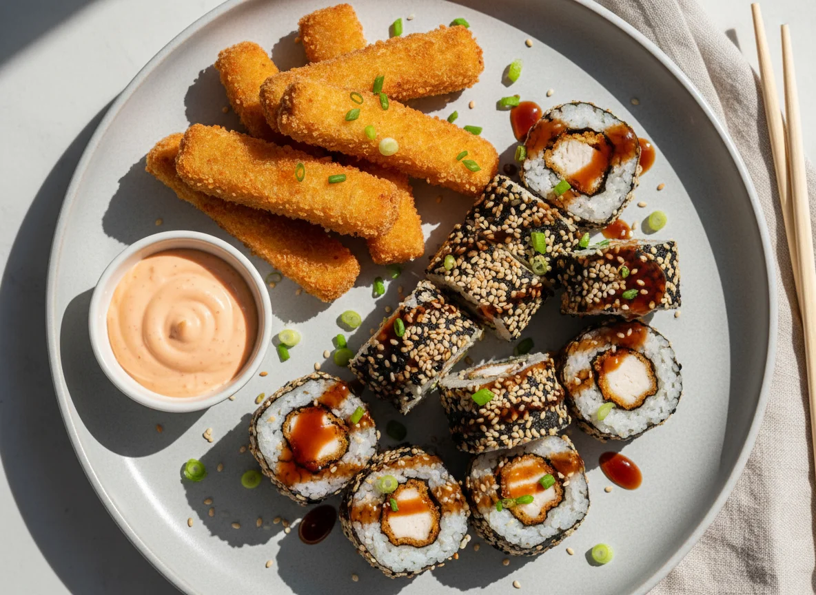 Sushi und frittierter Snack photo