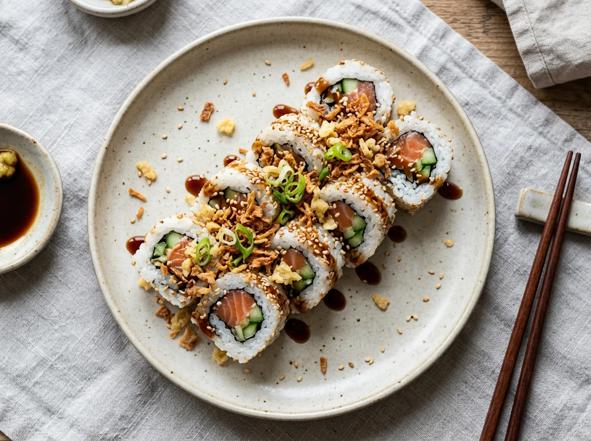 Sushi Uramaki mit Lachs und Gurke photo