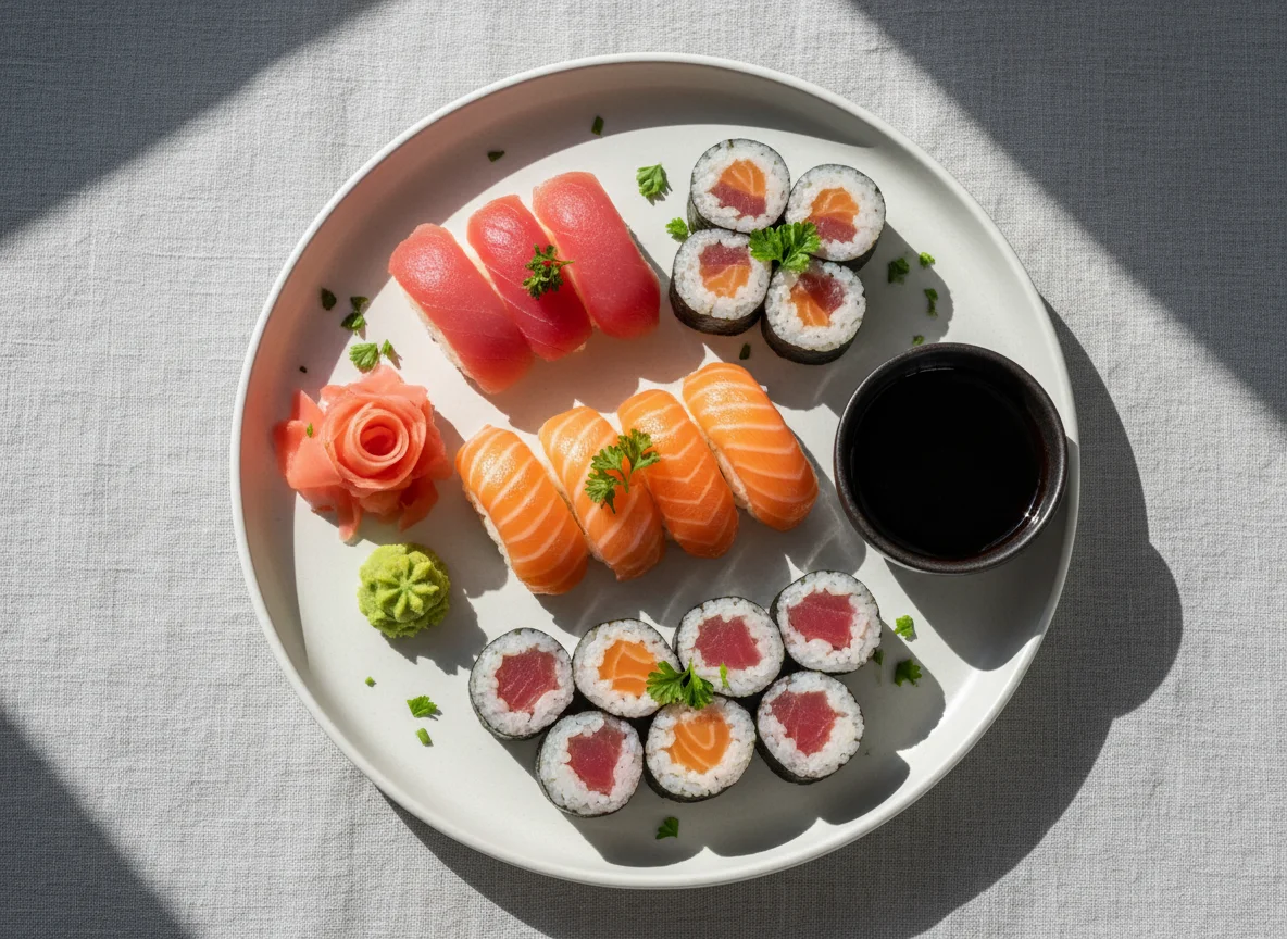 Sushi-Mix mit Lachs und Thunfisch photo