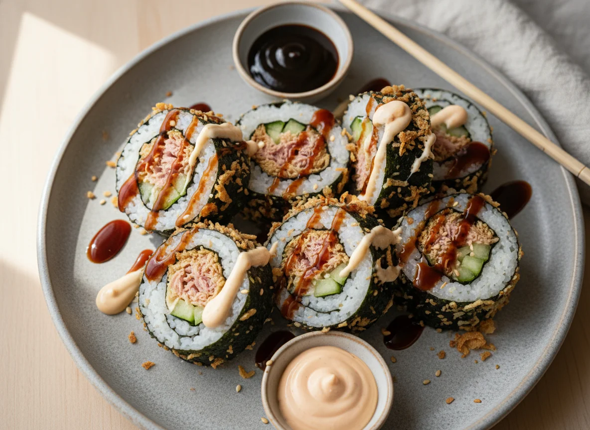 Sushi-Rollen mit Saucen photo