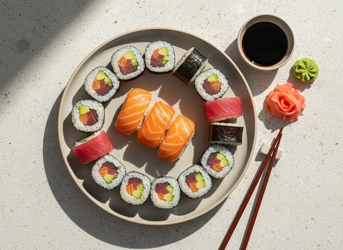 Sushi-Set mit Lachs und Maki photo
