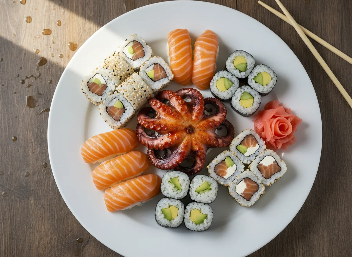 Sushi-Teller mit Oktopus photo