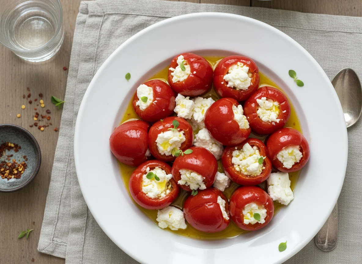 Süße Kirschpaprika mit Feta photo