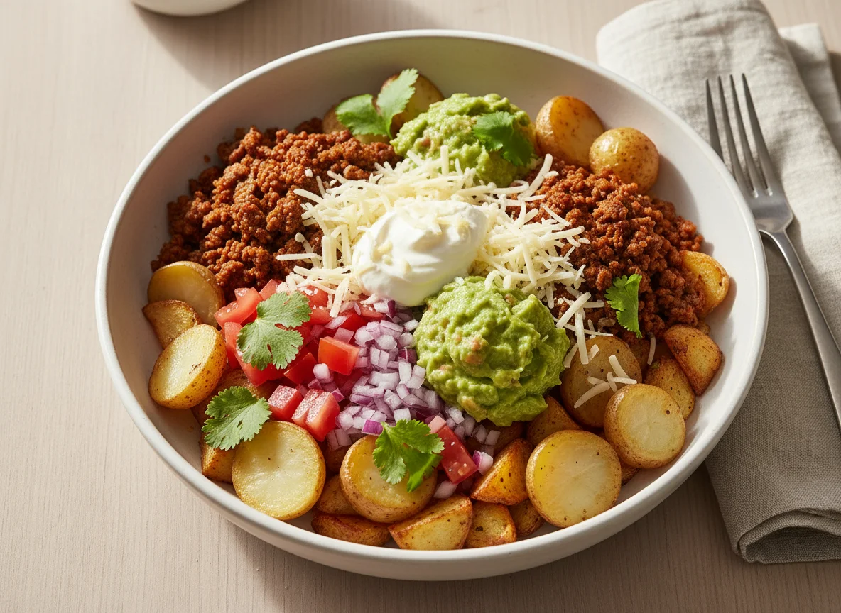 Taco Bowl mit Kartoffeln photo