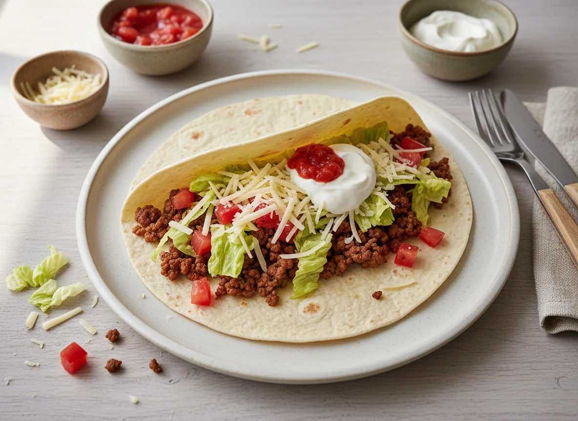 Taco mit Hackfleisch und Gemüse photo