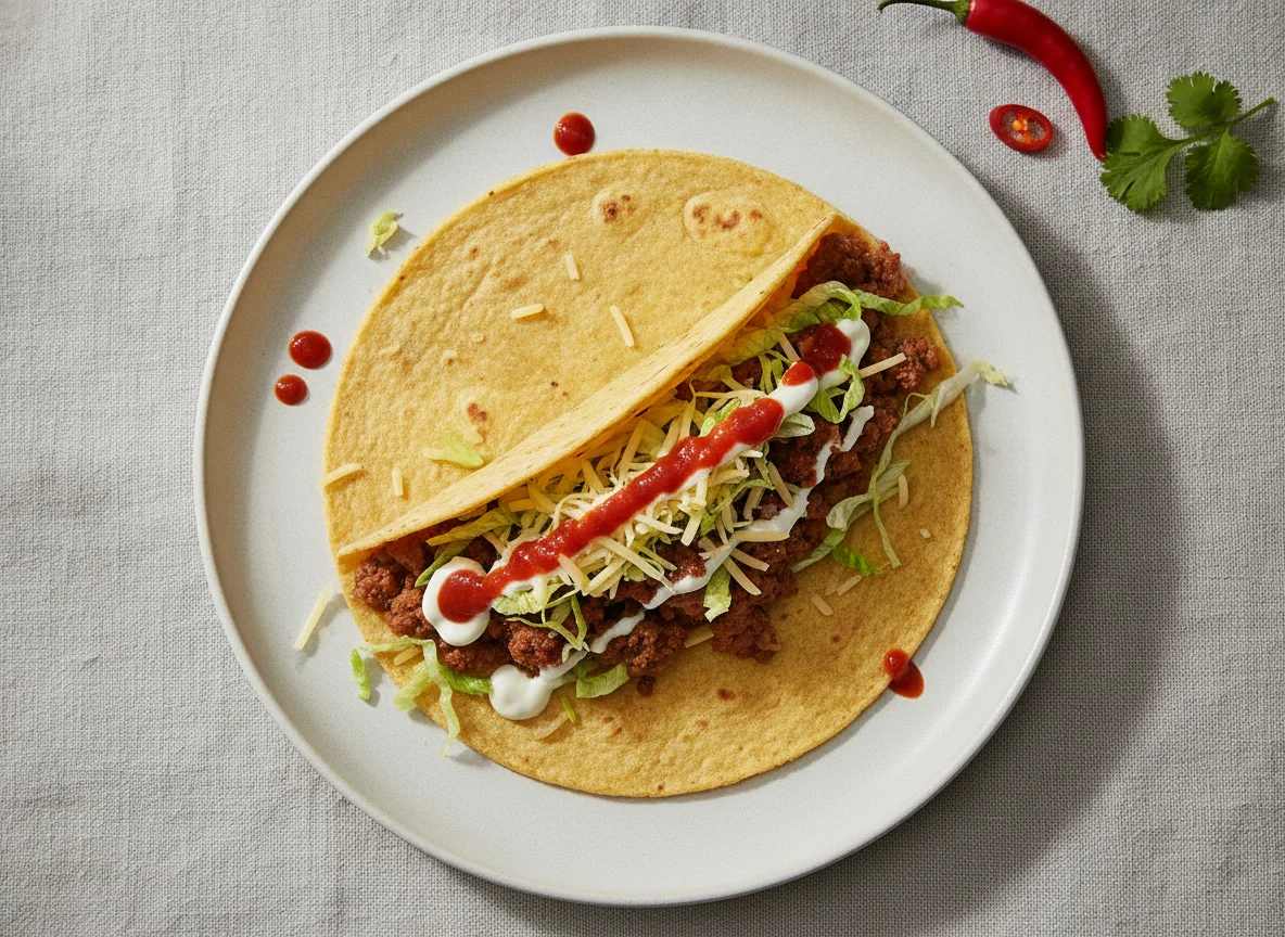 Taco mit Hackfleisch und Salat photo