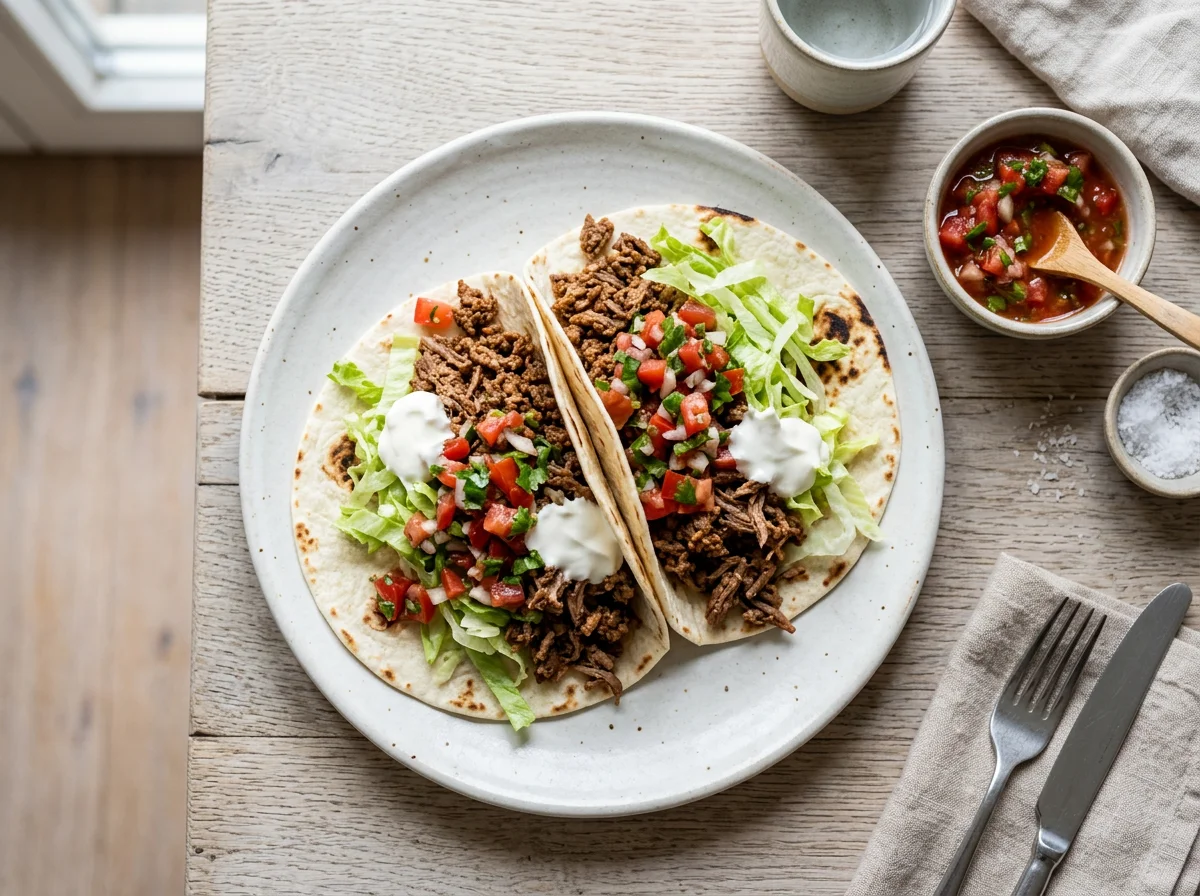 Taco mit Rindfleisch und Salsa photo