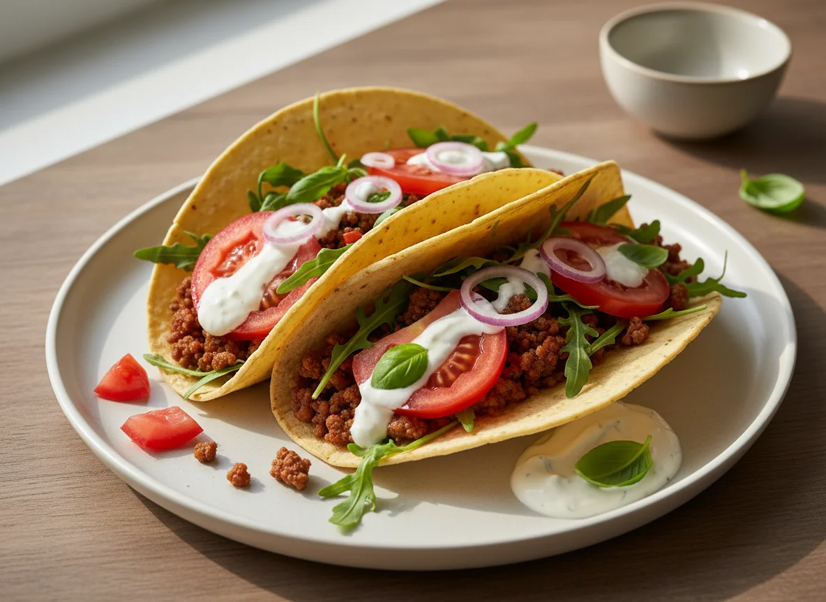Tacos mit Hackfleisch und Gemüse photo