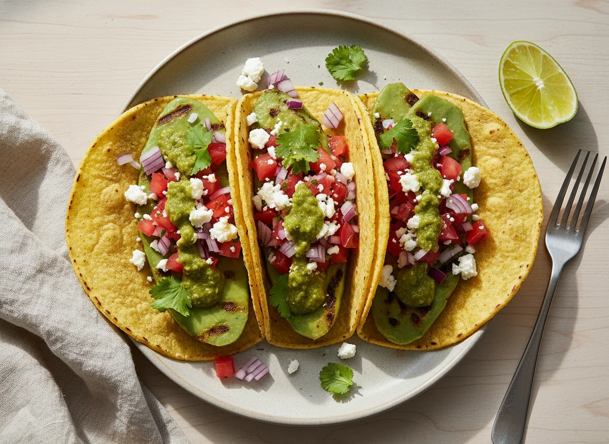 Tacos mit Kaktus und Käse photo
