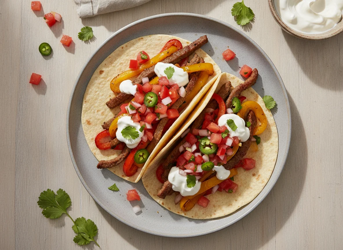 Tacos mit Rindfleisch und Gemüse photo
