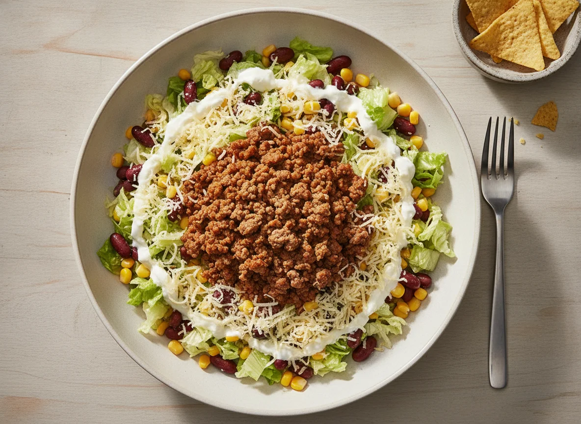 Taco-Salat mit Hackfleisch und Käse photo