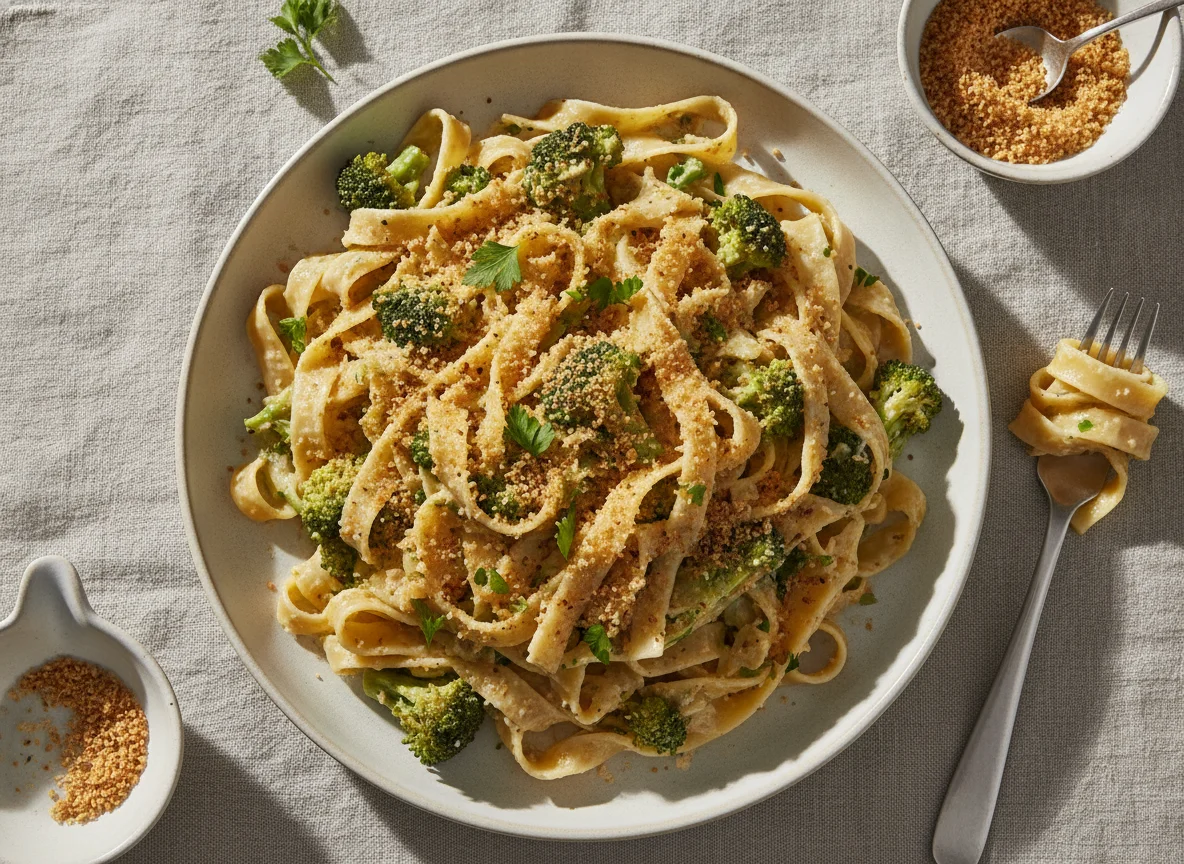 Tagliatelle mit Brokkoli und Sahnesauce photo