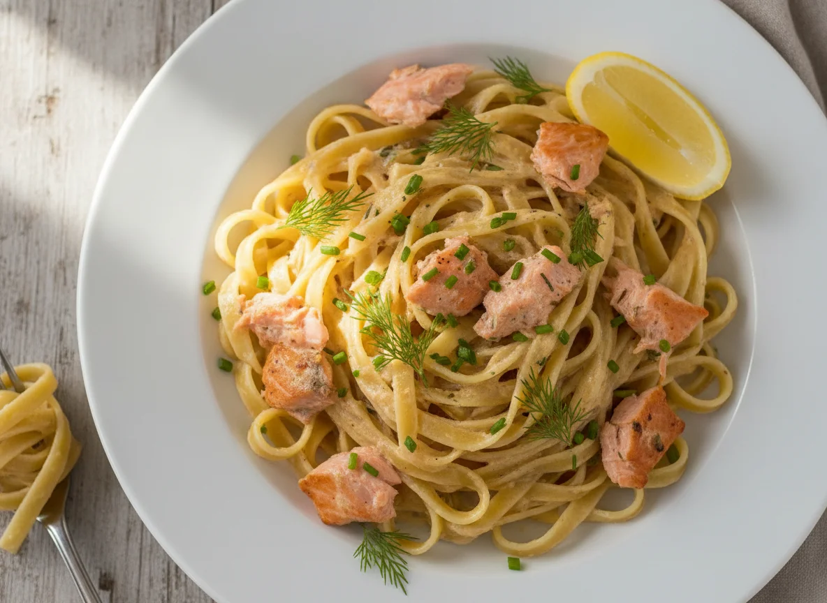 Tagliatelle mit Lachs-Sahnesoße photo