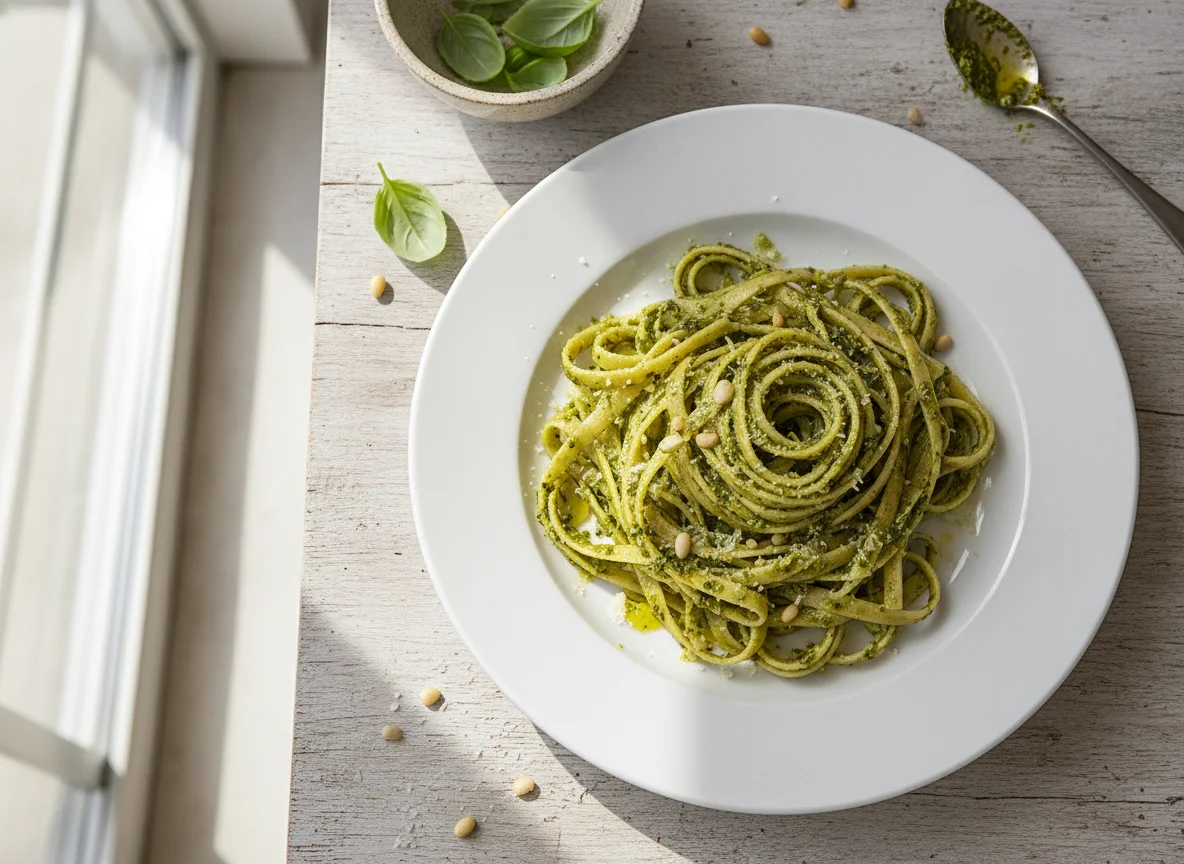 Tagliatelle mit Pesto photo