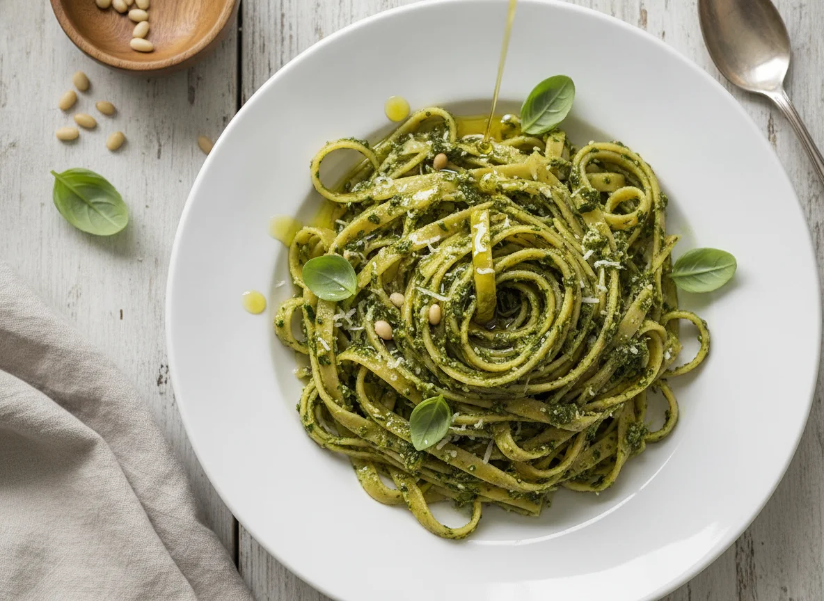 Tagliatelle mit Pesto Genovese photo