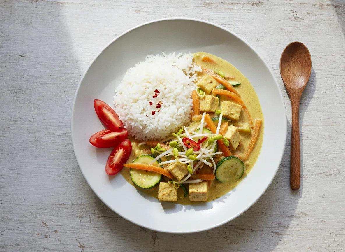 Thai Curry mit Reis und Gemüse photo