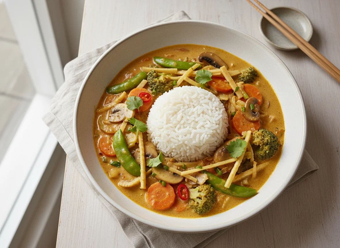 Thailändisches Curry mit Reis photo