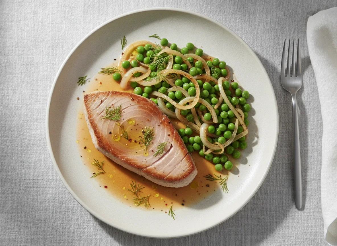 Thunfisch mit Gemüsebeilage photo