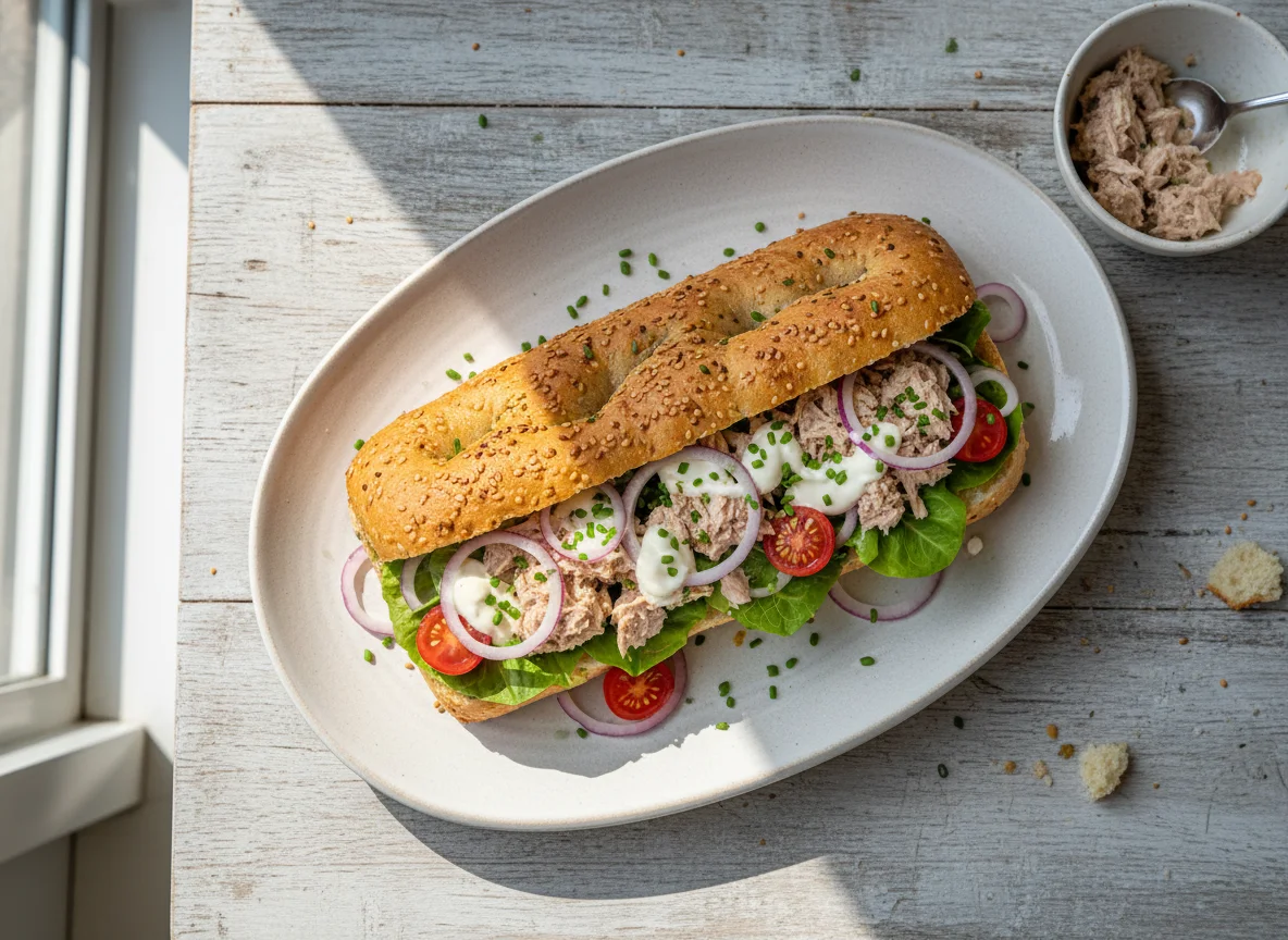 Thunfisch Zwiebel Salat Tomaten Focaccia photo