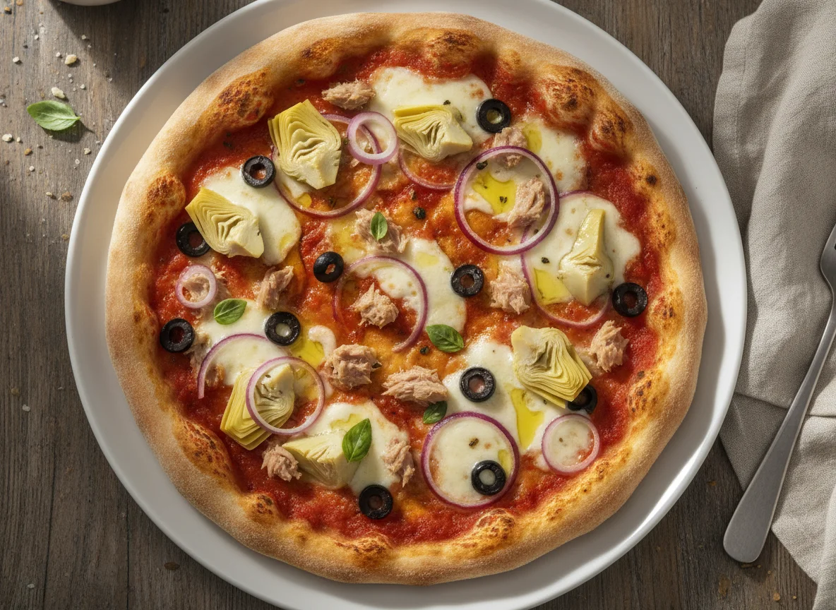 Thunfisch-Artischocken-Pizza photo