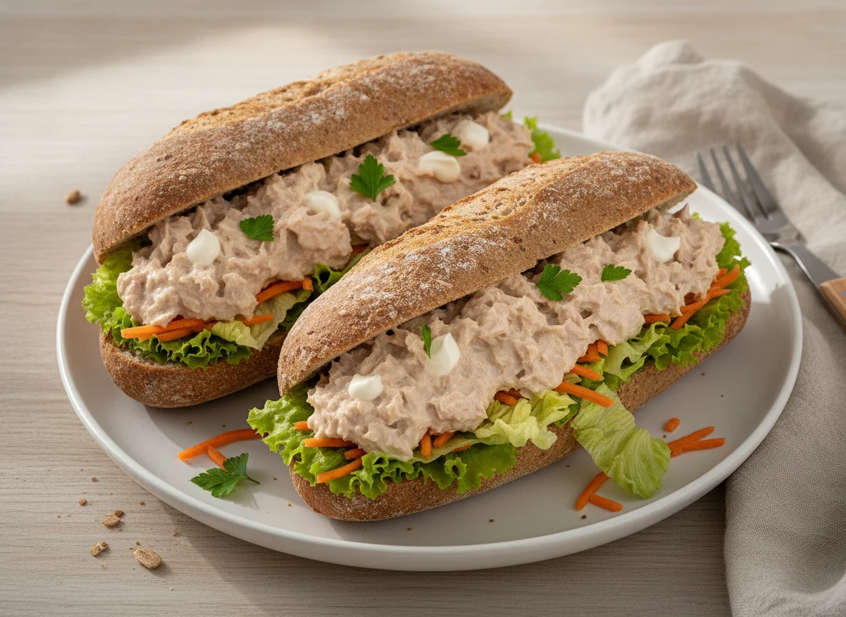 Thunfisch-Baguette mit Salat photo