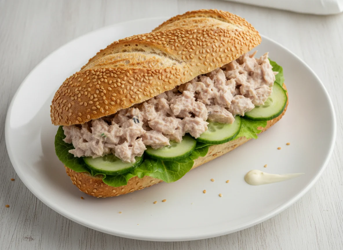 Thunfisch-Baguette mit Sesam photo