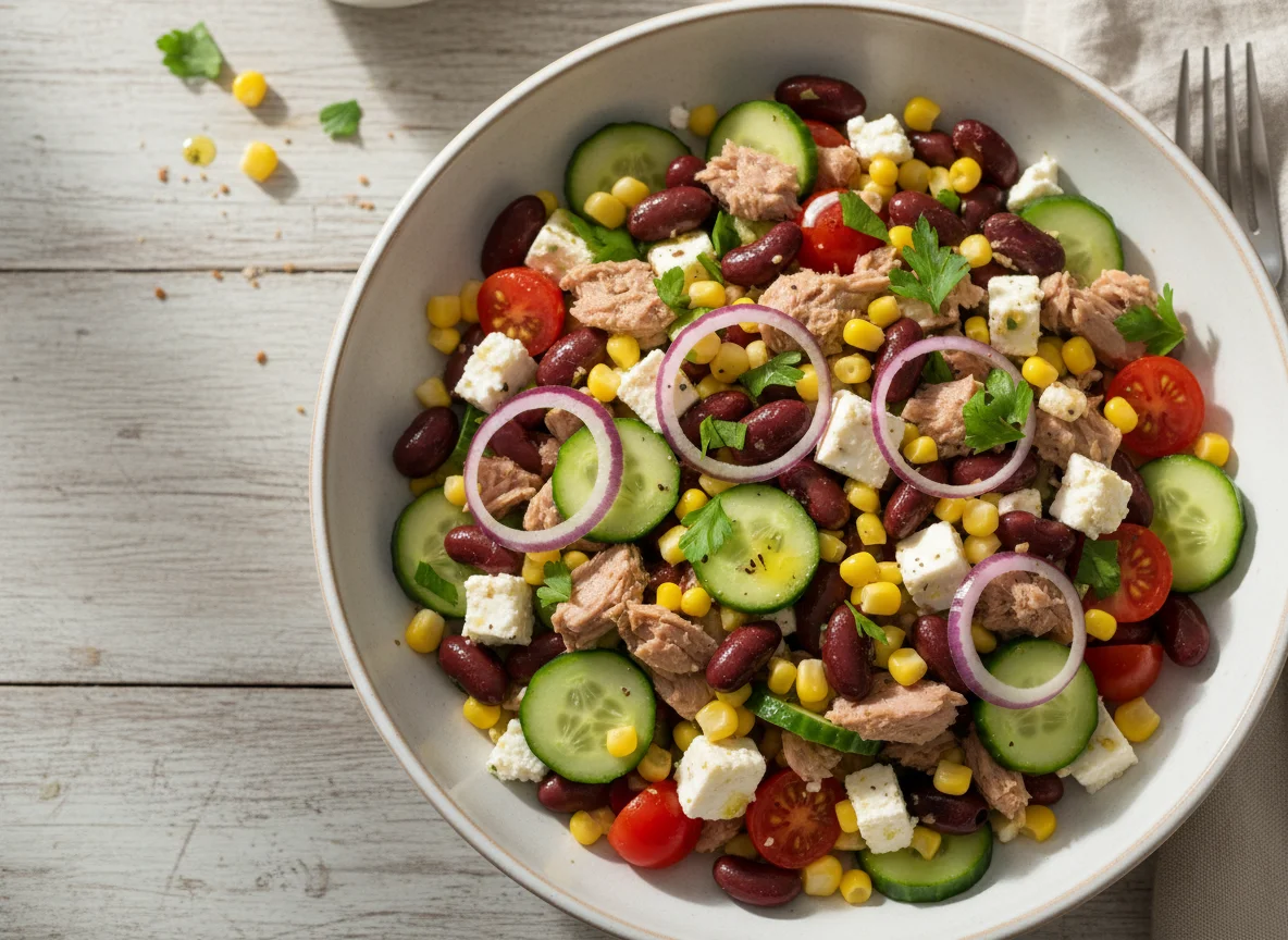 Thunfisch-Bohnen-Salat mit Feta photo