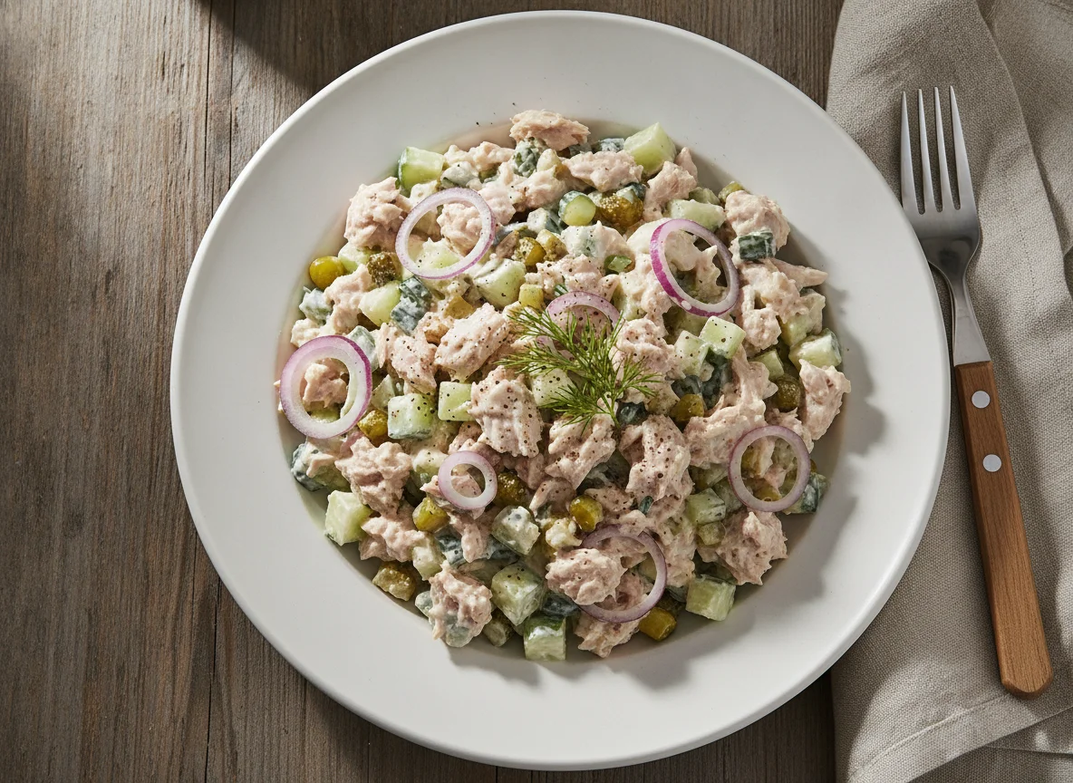 Thunfisch-Gurken-Salat mit Mayonnaise photo