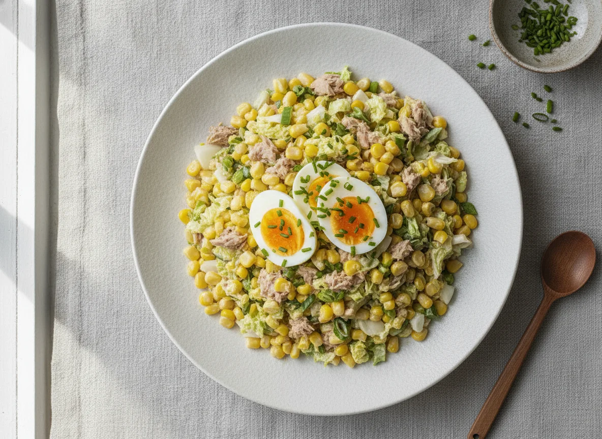Thunfisch-Mais-Salat mit Ei photo