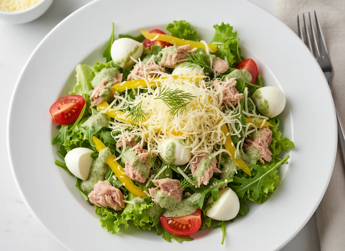 Thunfisch-Mozzarella-Salat mit Dill-Dressing photo