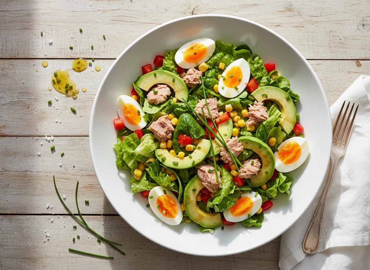 Thunfischsalat mit Avocado und Ei photo
