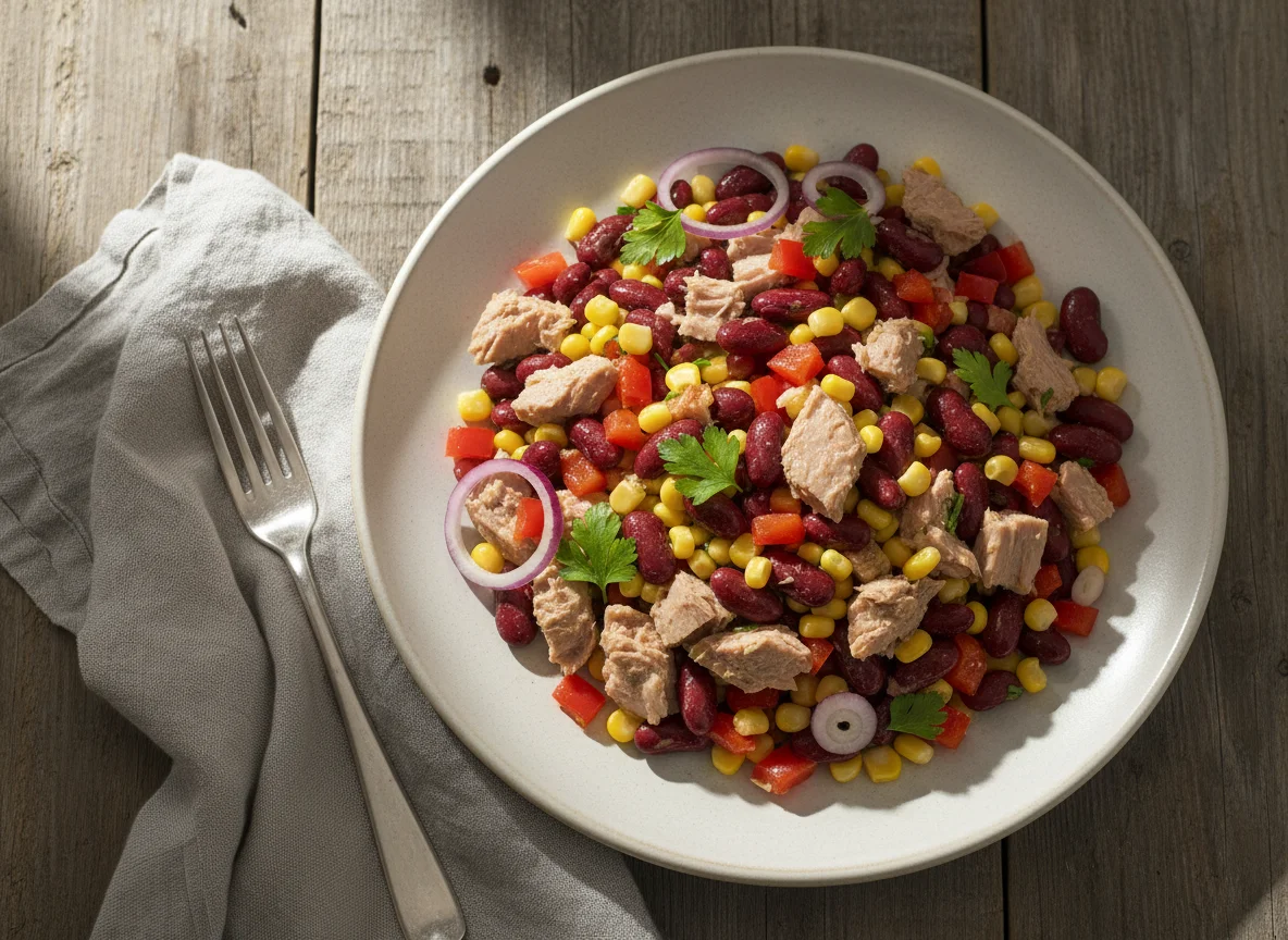Thunfischsalat mit Bohnen und Mais photo