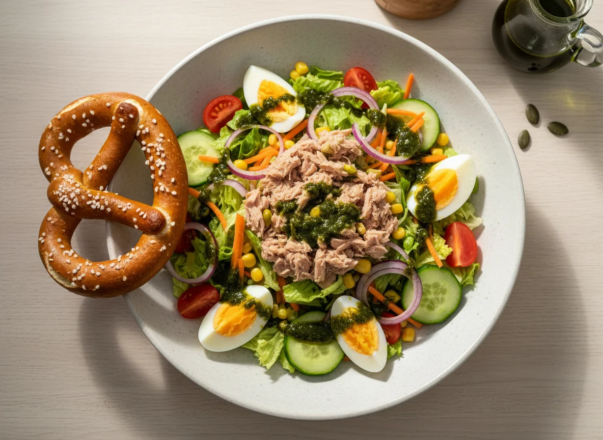 Thunfischsalat mit Brezel und Kürbiskernöl-Dressing photo