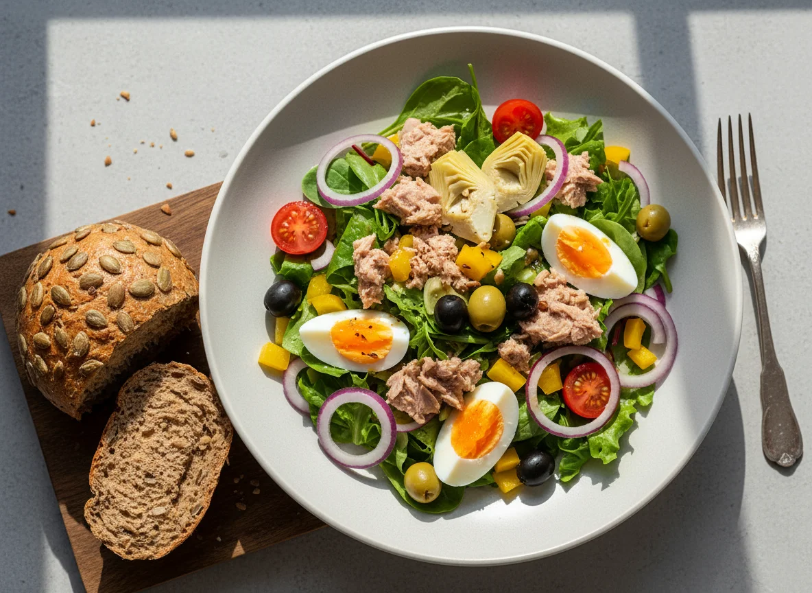Thunfischsalat mit Brot photo