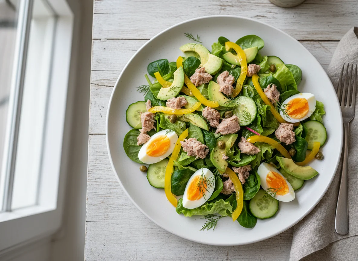 Thunfischsalat mit Ei und Avocado photo
