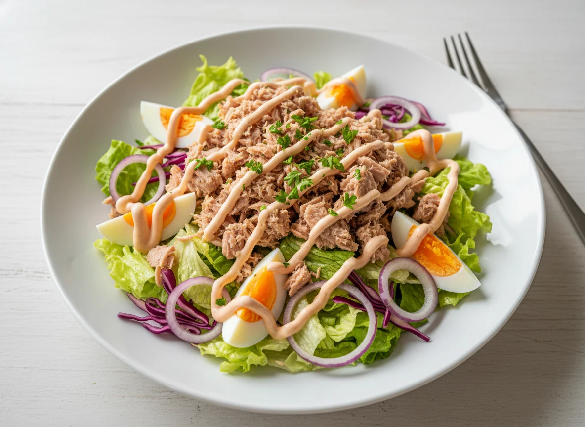 Thunfischsalat mit Ei und Dressing photo