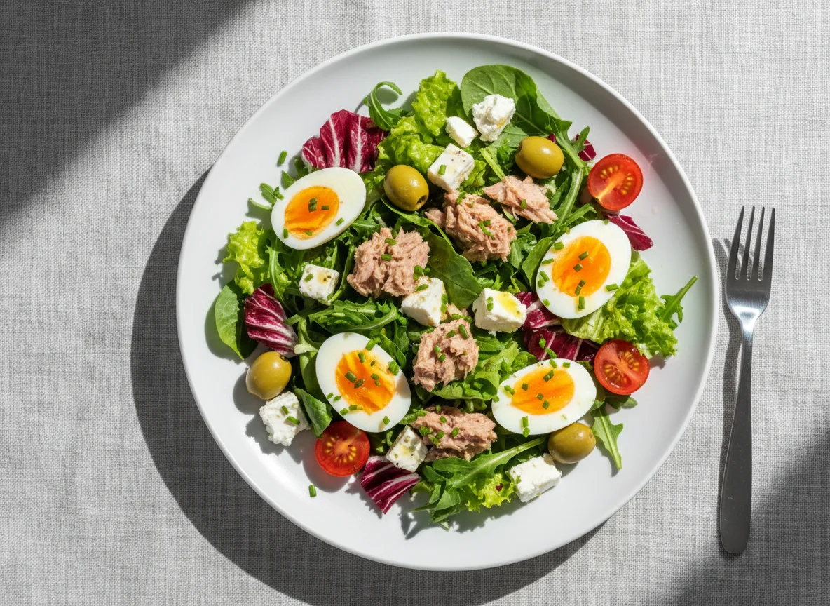 Thunfischsalat mit Ei und Feta photo