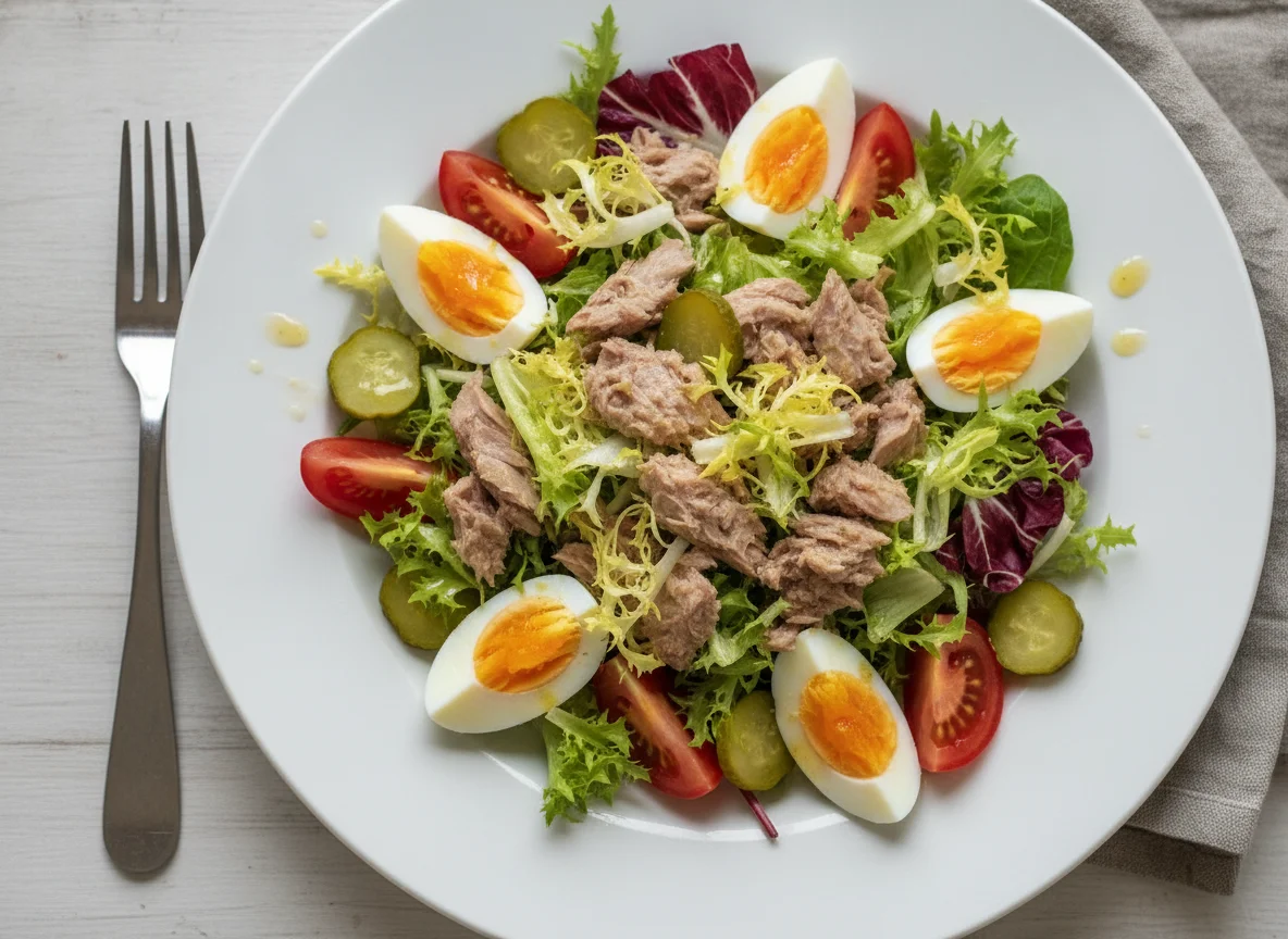Thunfischsalat mit Ei und Gurken photo