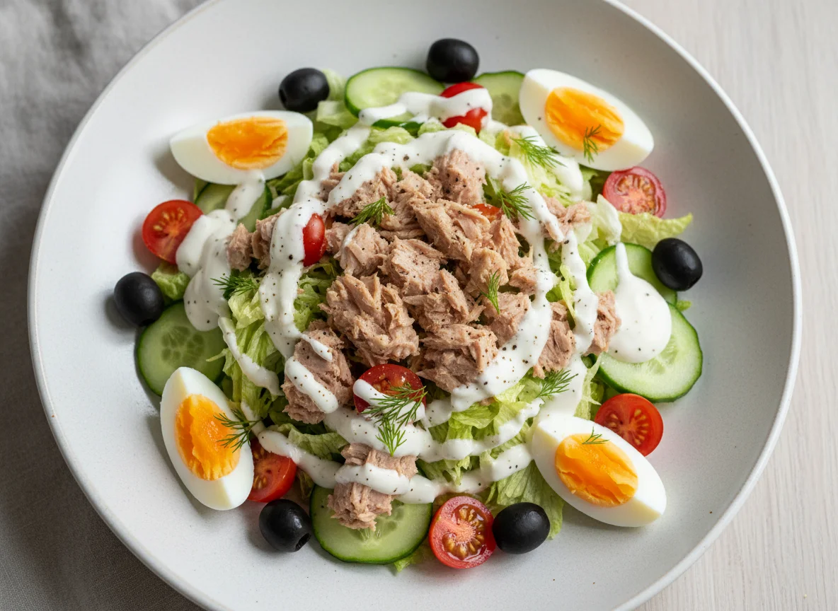 Thunfischsalat mit Ei und Joghurt-Dressing photo